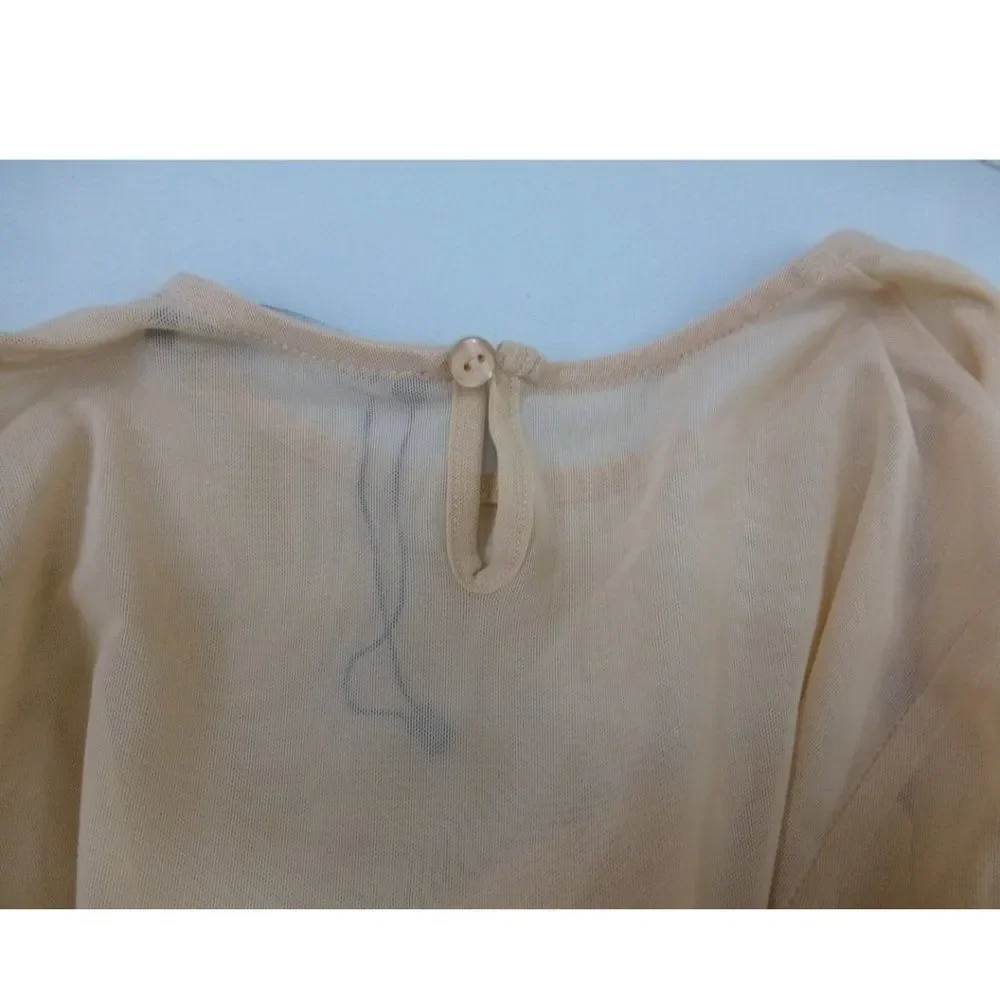 NWOT Zara Long Sleeve Blush Pink/Cream Tulle Top